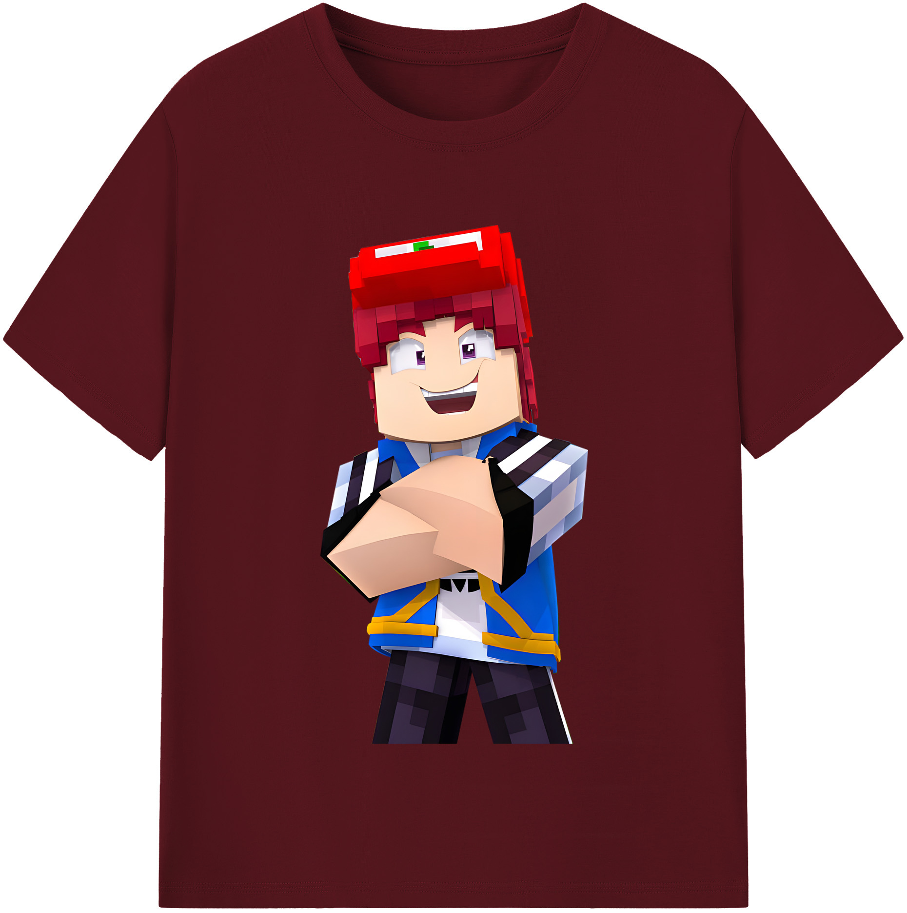 （画像用） マインクラフト ブロックの世界 Minecraft MC Block world 綿100％半袖Tシャツ（フロントプリント）